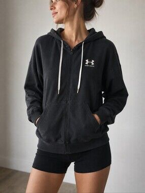 Under Armour Loose Fit Black Full Zip Hoodie Size Medium
